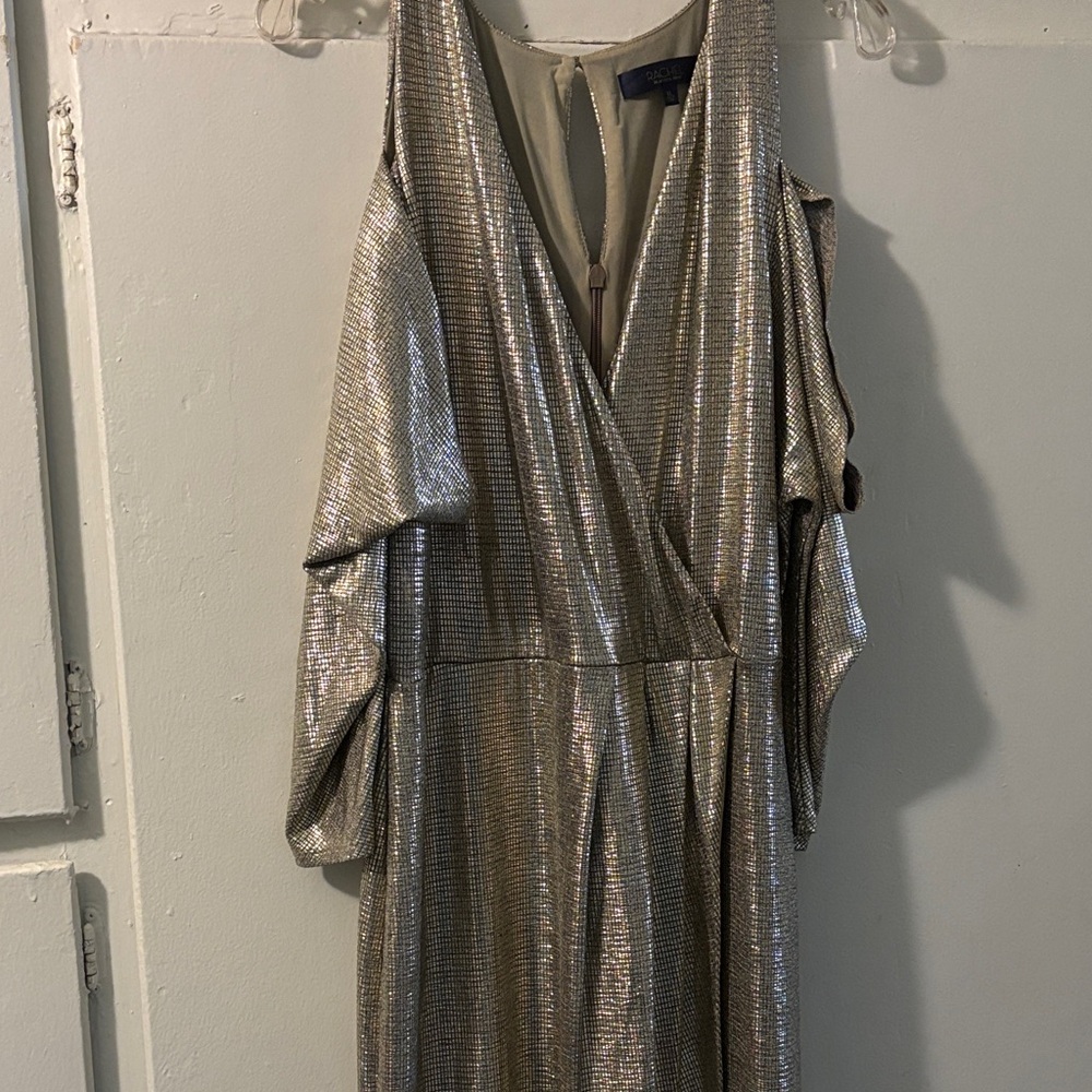 RACHEL Rachel Roy Metallic Silver Midi Dress - Picture 10 of 10